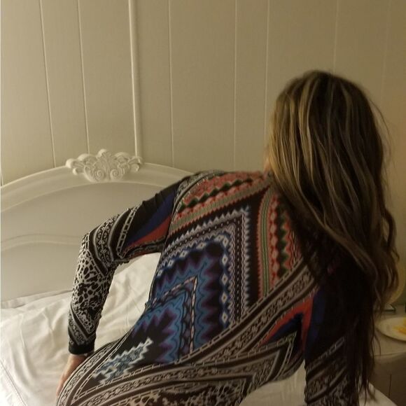 Mesh top black body suit with snap bottom - Picture 3 of 15